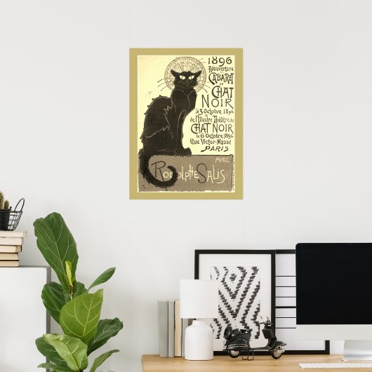 Chat Noir Steinlen Belle Epoque  Sepia Art Poster (Thuiskantoor)