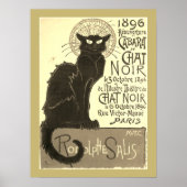 Chat Noir Steinlen Belle Epoque  Sepia Art Poster (Voorkant)