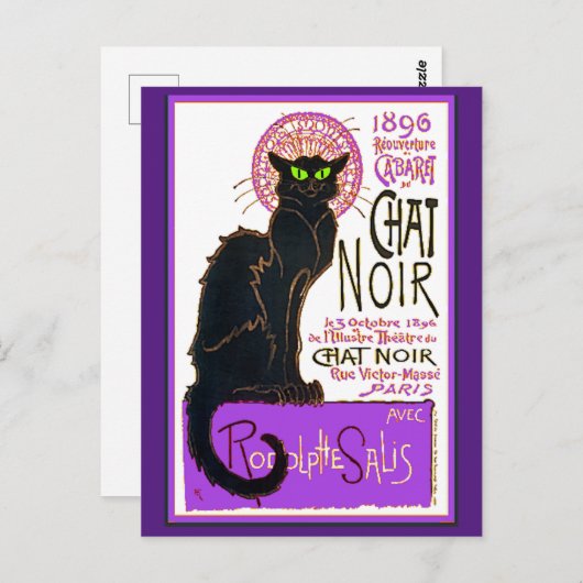 Chat Noir, Steinlen, Fine Art, Briefkaart (Voorkant / Achterkant)