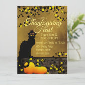 Chat Noir Thanksgiving Kaart (Staand voorkant)