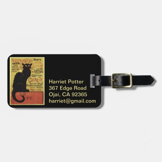 Chat Noir, Vente Hôtel Drouot Steinlen Bagagelabel (Voorkant horizontaal)