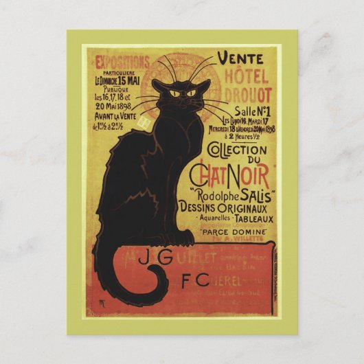 Chat Noir, Vente Hôtel Drouot Steinlen Briefkaart (Voorkant)