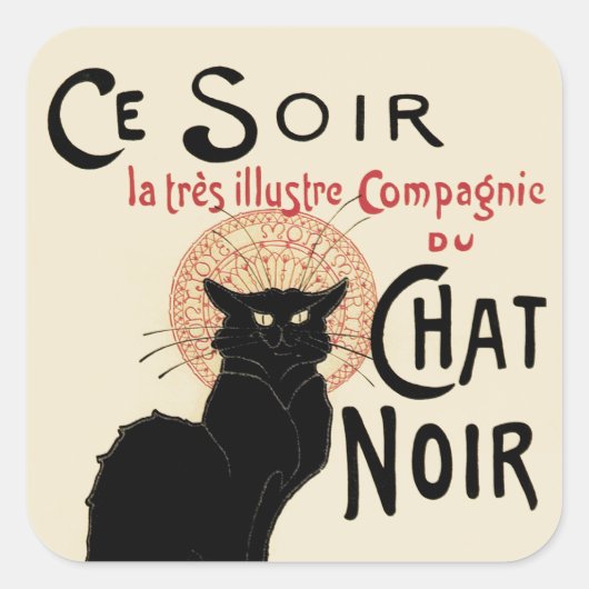 Chat Noir Vierkante Sticker (Voorkant)