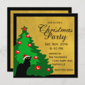 Chat Noir Vrolijk Kerstfeest Kaart (Voorkant / Achterkant)