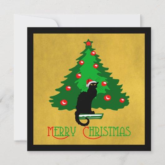 Chat Noir Vrolijk Kerstfeest Kaart (Achterkant)
