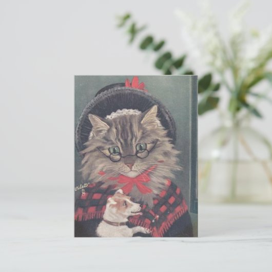 Chatchats et chien briefkaart (Staand voorkant)
