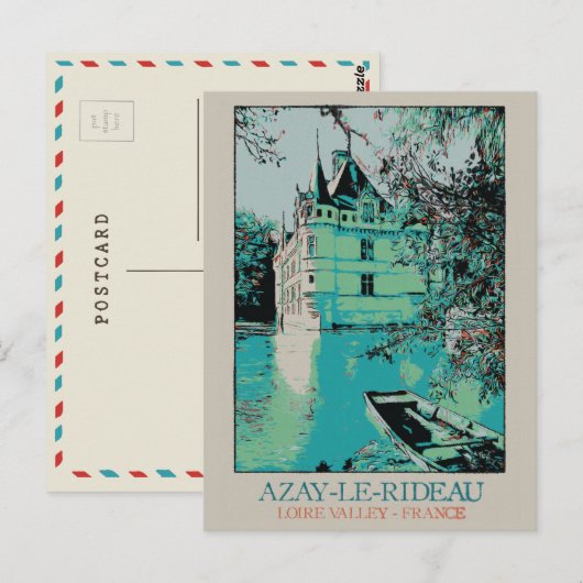 Chateau Azay-le-Rideau in de Loirevallei, Frankrij Briefkaart (Voorkant / Achterkant)