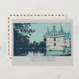 Chateau Azay-le-Rideau in de Loirevallei, Frankrij Briefkaart