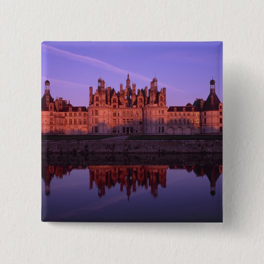 Chateau Chambord bij zonsondergang, Loire Valley,  Vierkante Button 5,1 Cm (Voorkant)