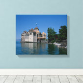 Chateau Chillon, Lake Genève, Kanton Vaud, Canvas Afdruk (Insitu (Houten vloer))