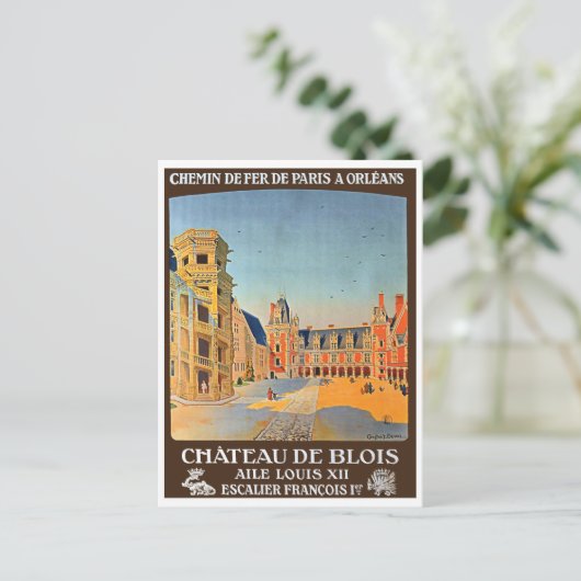 Chateau de Blois, Frankrijk,  Frans reizen Briefkaart (Staand voorkant)