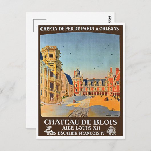 Chateau de Blois, Frankrijk,  Frans reizen Briefkaart (Voorkant / Achterkant)