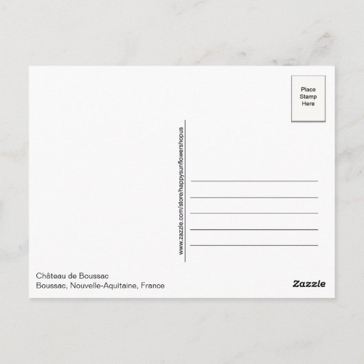 Château de Boussac Castle Frankrijk Briefkaart (Achterkant)