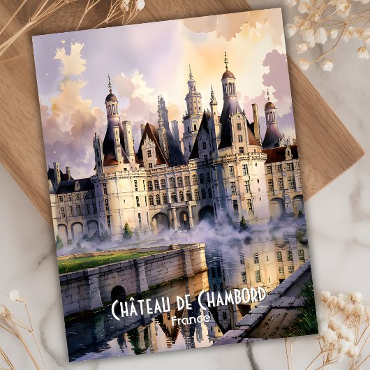 Chateau de Chambord Loire Frankrijk Waterverf Cast Briefkaart