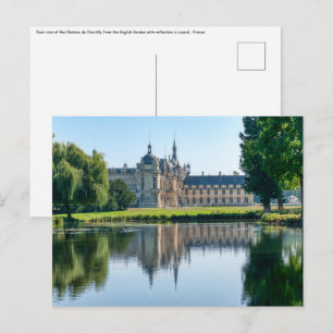 Chateau de Chantilly en reflectie in een vijver Briefkaart