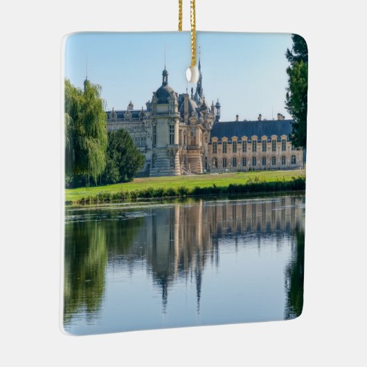 Chateau de Chantilly en reflectie in een vijver Keramisch Ornament (Rechts)