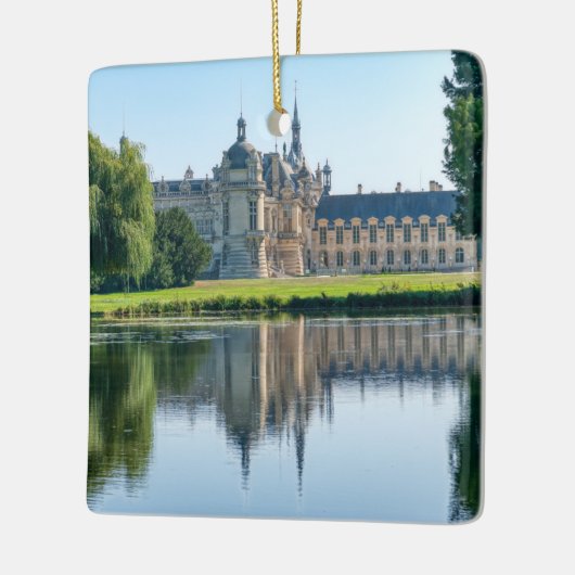 Chateau de Chantilly en reflectie in een vijver Keramisch Ornament (Links)