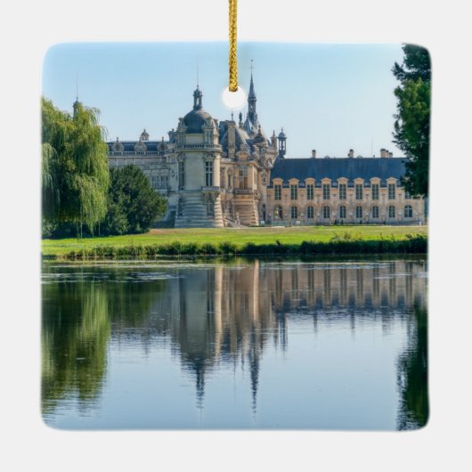 Chateau de Chantilly en reflectie in een vijver Keramisch Ornament (Achterkant)