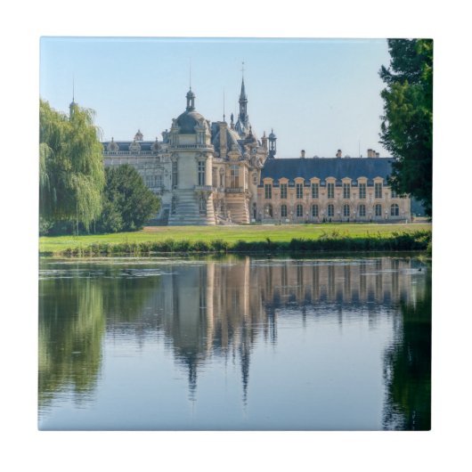 Chateau de Chantilly en reflectie in een vijver Tegeltje (Voorkant)