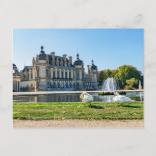 Chateau de Chantilly, fontein en twee zwanen Briefkaart