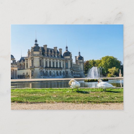 Chateau de Chantilly, fontein en twee zwanen Briefkaart (Voorkant)
