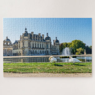 Chateau de Chantilly, fontein en twee zwanen Legpuzzel