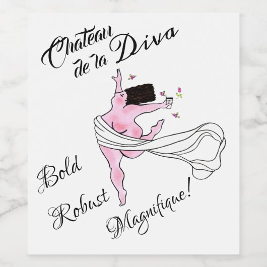 "Chateau de la DIVA” Wijnlabel Wijn Etiket (Enkel label)