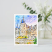 Chateau de Saumur Castle Travel Place Waterverf Briefkaart (Staand voorkant)