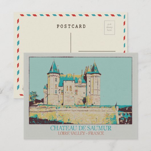 Château de Saumur in de Loirevallei, Frankrijk Briefkaart (Voorkant / Achterkant)