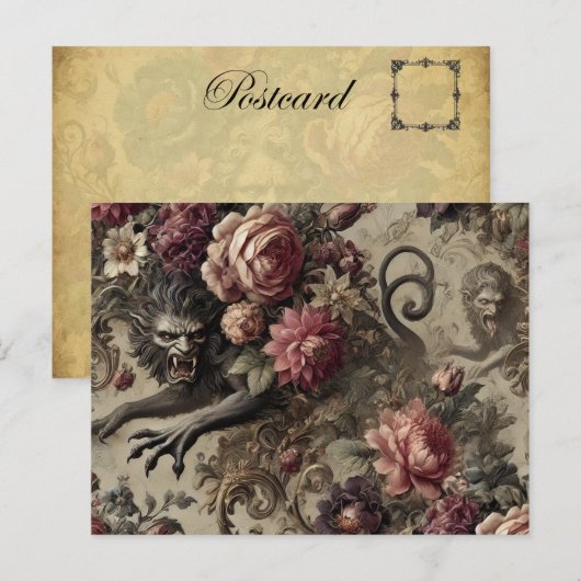 Château des Loups – Gotische barokke weerwolf Feestdagenkaart (Voorkant / Achterkant)