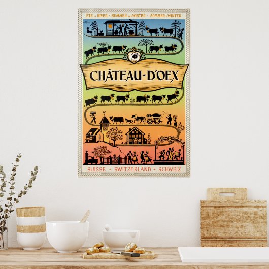 Château-d'Oex,Vaud,Zwitserland,Reisposter Poster (Keuken)