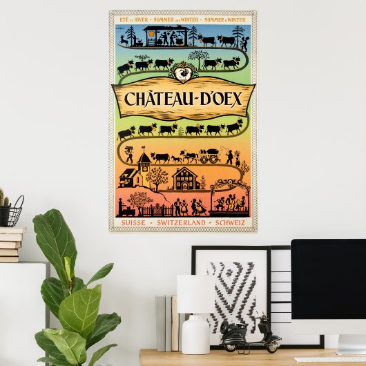 Château-d'Oex,Vaud,Zwitserland,Reisposter Poster (Thuiskantoor)