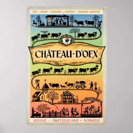 Château-d'Oex,Vaud,Zwitserland,Reisposter Poster (Voorkant)