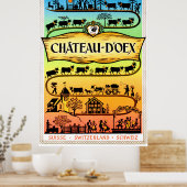 Château d'Oex, Zwitserland, oldtimers Poster (Keuken)