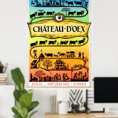 Château d'Oex, Zwitserland, oldtimers Poster (Thuiskantoor)