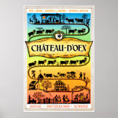 Château d'Oex, Zwitserland, oldtimers Poster (Voorkant)