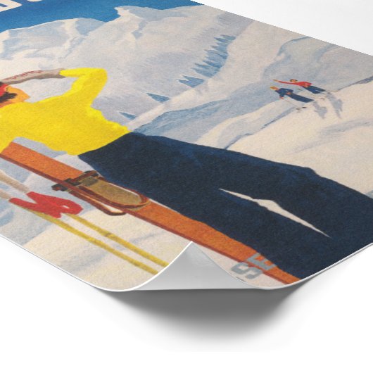 Chateau D'oex Zwitserland  Ski Travel Poste Poster (Hoek)