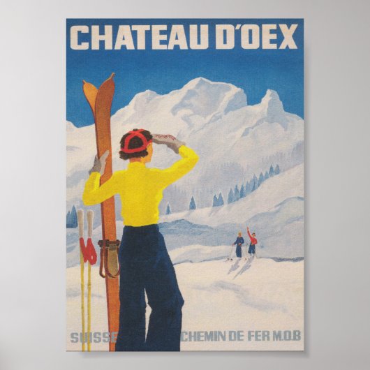 Chateau D'oex Zwitserland  skireis Poster (Voorkant)