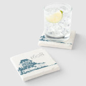 Chateau Frontenac 1608 Quebec fleur de Lys Stenen Onderzetter (Zijkant)