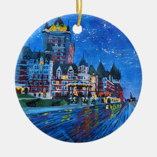 Château Frontenac Quebec Canada 's nachts Keramisch Ornament (Voorkant)