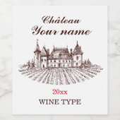 Château Jouw naam Traditioneel wijnlabel Wijn Etiket (Enkel label)