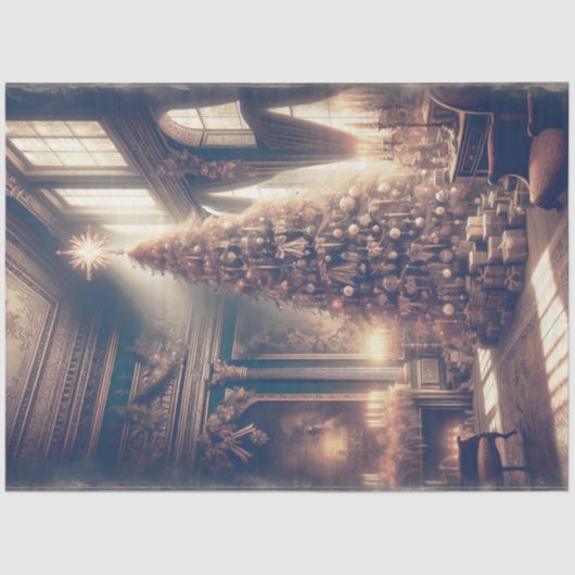 Chateau Kerstboom Elegante Vintage Decoupage Tissuepapier (Voorkant)