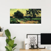 Chateau of Auvers Landscape at Sunset by van Gogh Poster (Thuiskantoor)