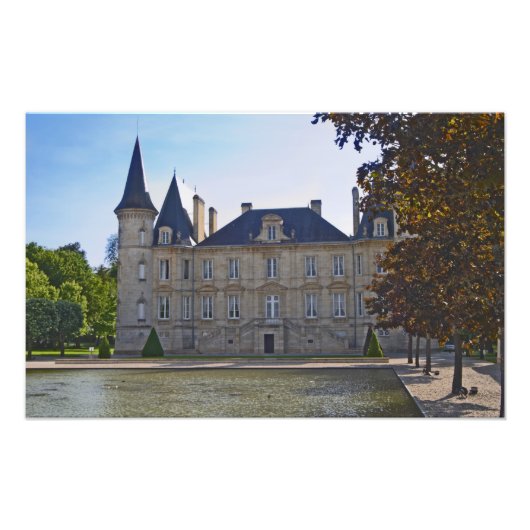 Chateau Pichon Longueville Baron en vijver Foto Afdruk (Voorkant)