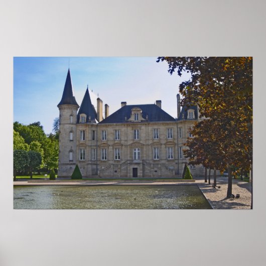 Chateau Pichon Longueville Baron en vijver Poster (Voorkant)