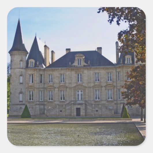 Chateau Pichon Longueville Baron en vijver Vierkante Sticker (Voorkant)