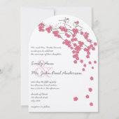 Chateau Roos Cherry Blossom Pink Chickadee Weddens Kaart (Voorkant)