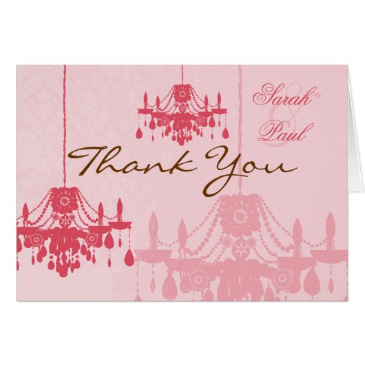 Chateau Roos Pink Chandelier Wedding Invitations (Voorkant Horizontaal)