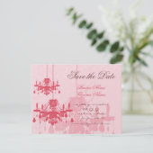Chateau Roos Pink Chandelier Wedding Invitations Kaart (Staand voorkant)