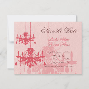 Chateau Roos Pink Chandelier Wedding Invitations Kaart